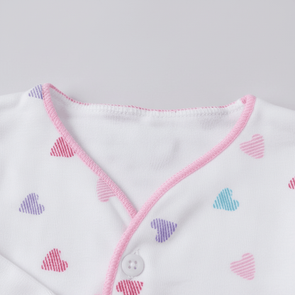 Premium Newborn First Wear Set - White Hearts Design 2 - Piece Outfit 0 - 3 Months - Comfort Cubz