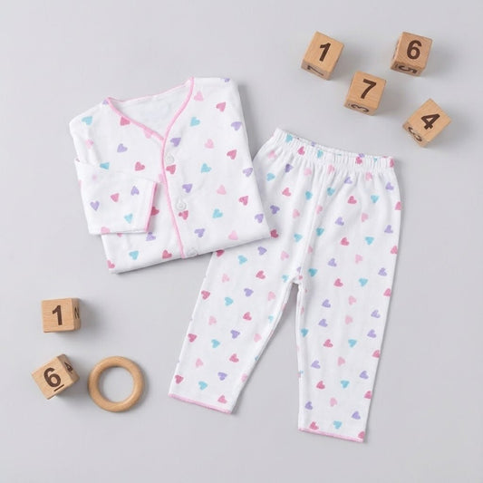 Premium Newborn First Wear Set - White Hearts Design 2 - Piece Outfit 0 - 3 Months - Comfort Cubz
