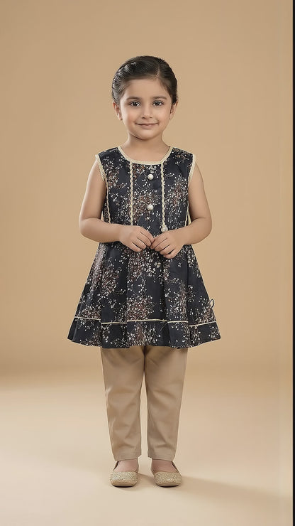 Baby Girl Black Elegant Kameez Shalwar - Premium Party Dress 12M-4Y