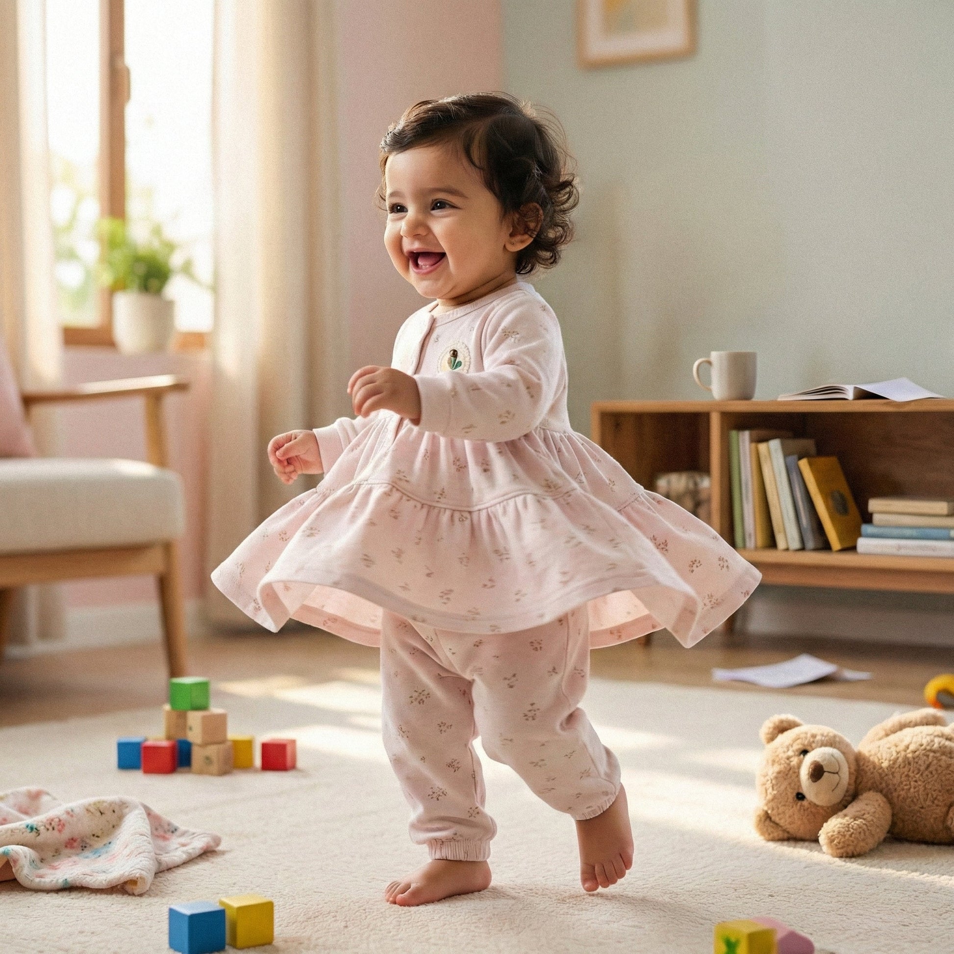 Pure Cotton Baby Girl Frock - Elegant Dress with Delicate Details - Comfort Cubz