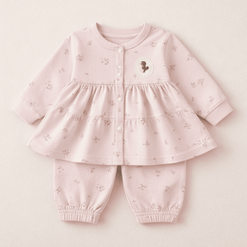 Pure Cotton Baby Girl Frock - Elegant Dress with Delicate Details - Comfort Cubz