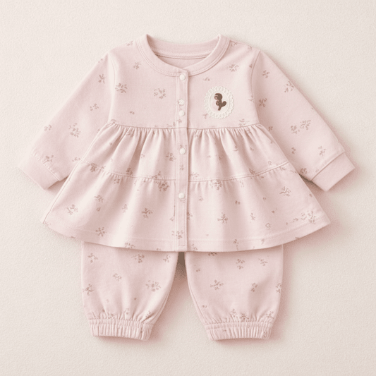 Pure Cotton Baby Girl Frock - Elegant Dress with Delicate Details - Comfort Cubz