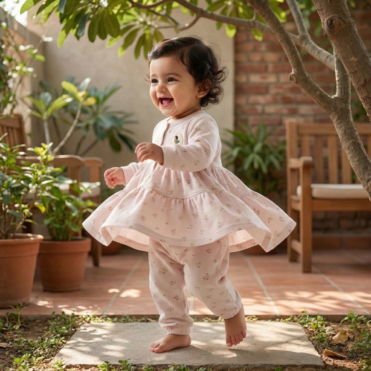 Pure Cotton Baby Girl Frock - Elegant Dress with Delicate Details - Comfort Cubz