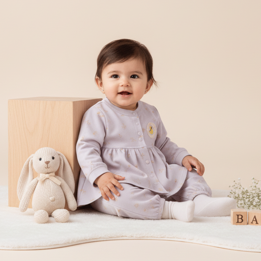 Pure Cotton Baby Girl Frock - Elegant Dress with Delicate Details