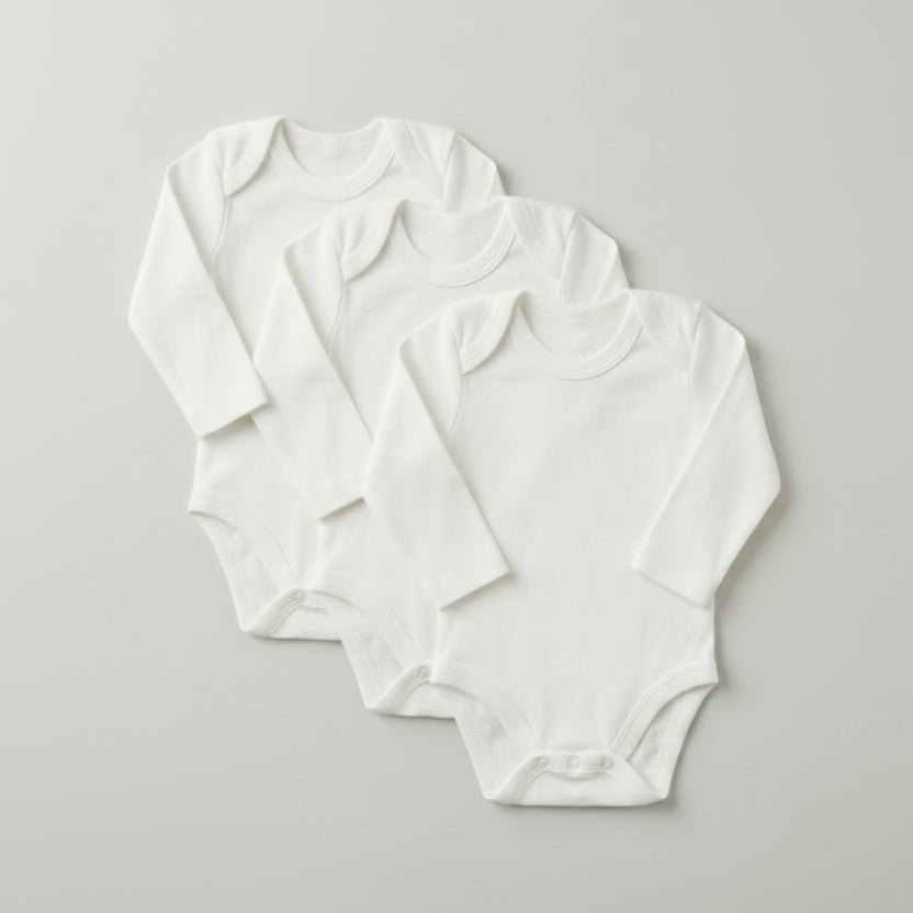White Bodysuit Pack of 3 - Premium Cotton | Newborn Essentials - Comfort Cubz