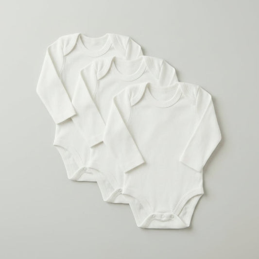 White Bodysuit Pack of 3 - Premium Cotton | Newborn Essentials - Comfort Cubz