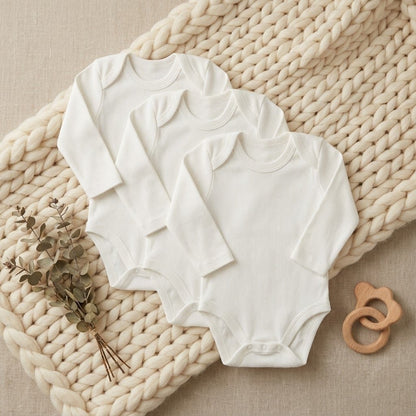 White Bodysuit Pack of 3 - Premium Cotton | Newborn Essentials - Comfort Cubz
