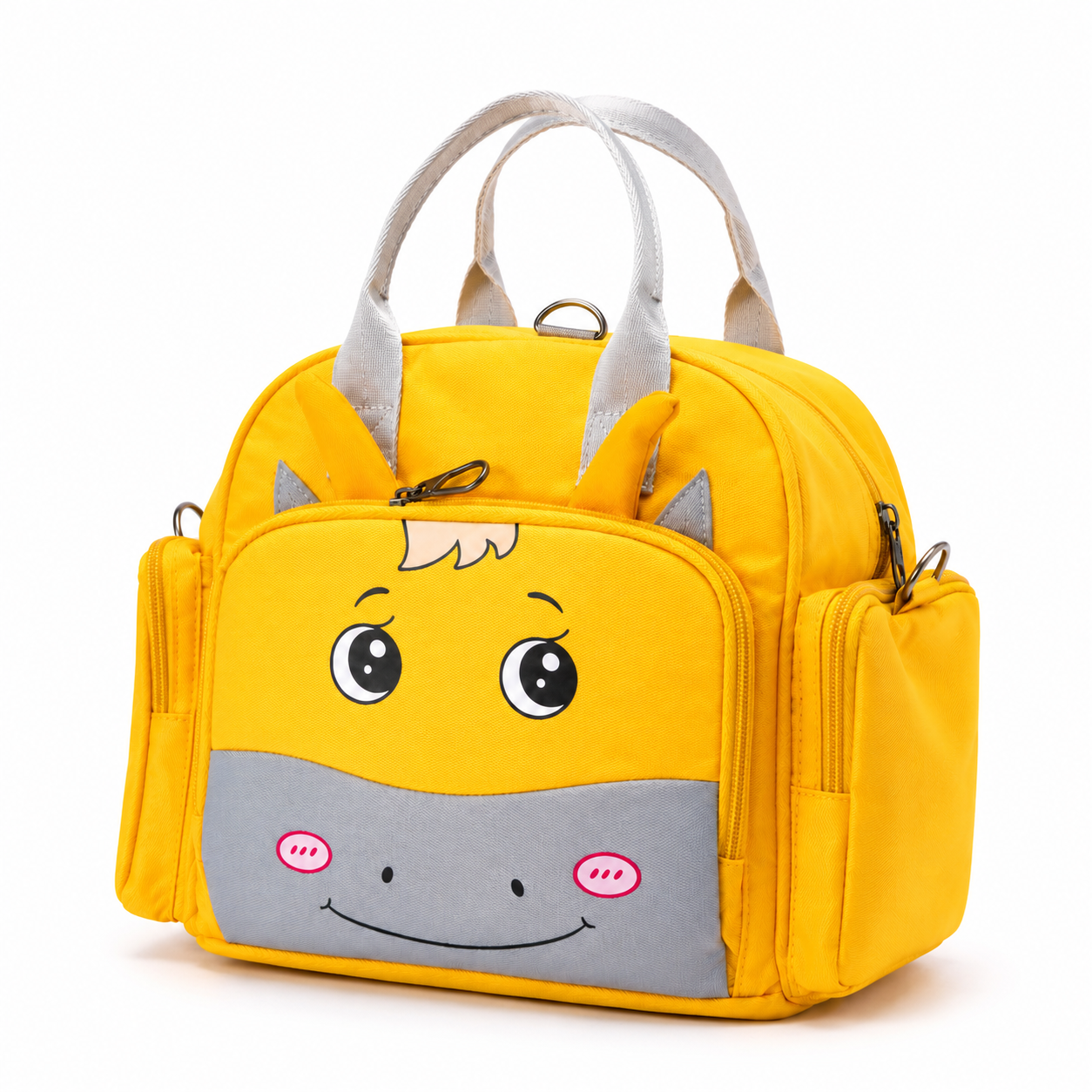 Yellow cartoon carry bag front product photo