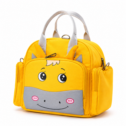 Yellow cartoon carry bag front product photo