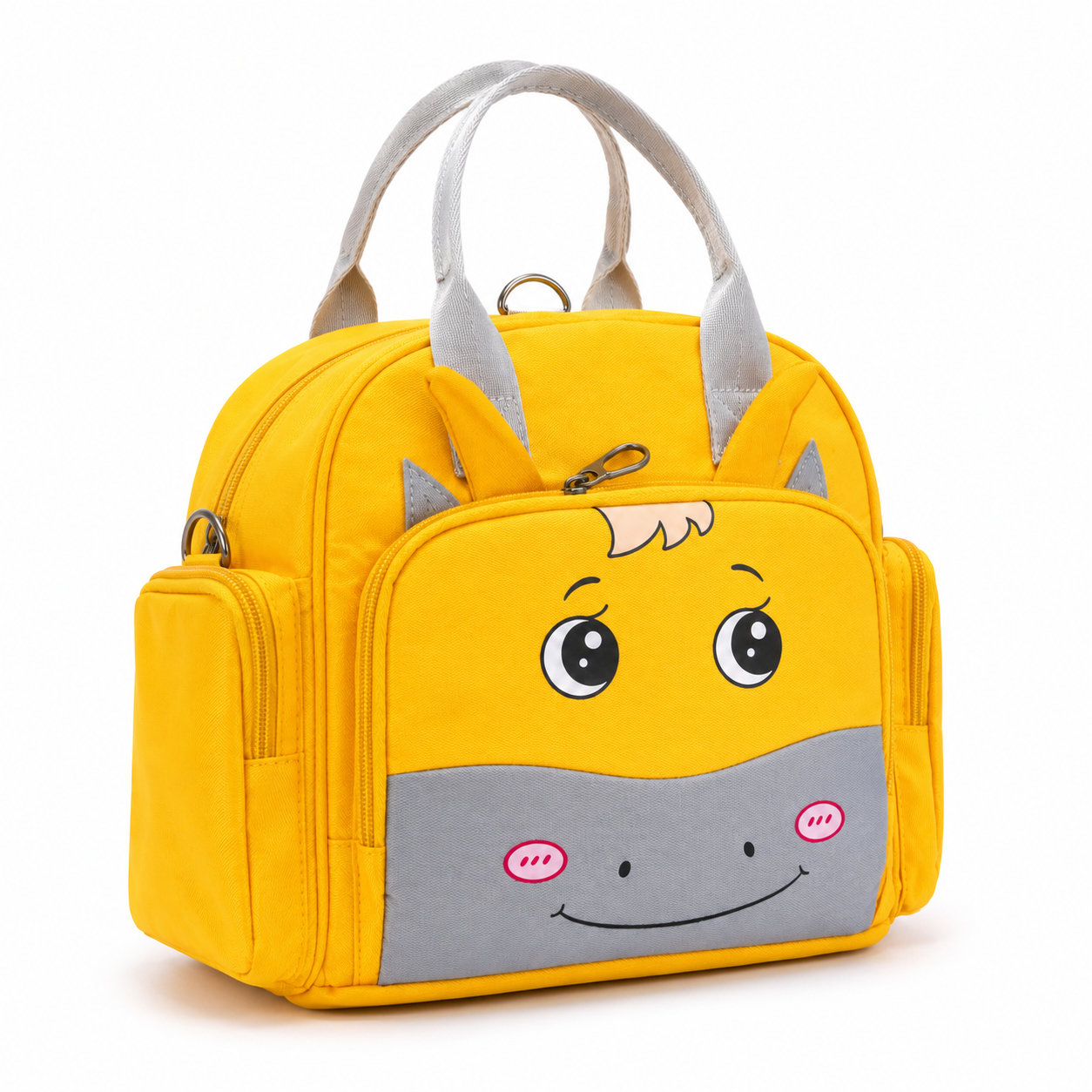 Yellow cartoon carry bag angled photo
